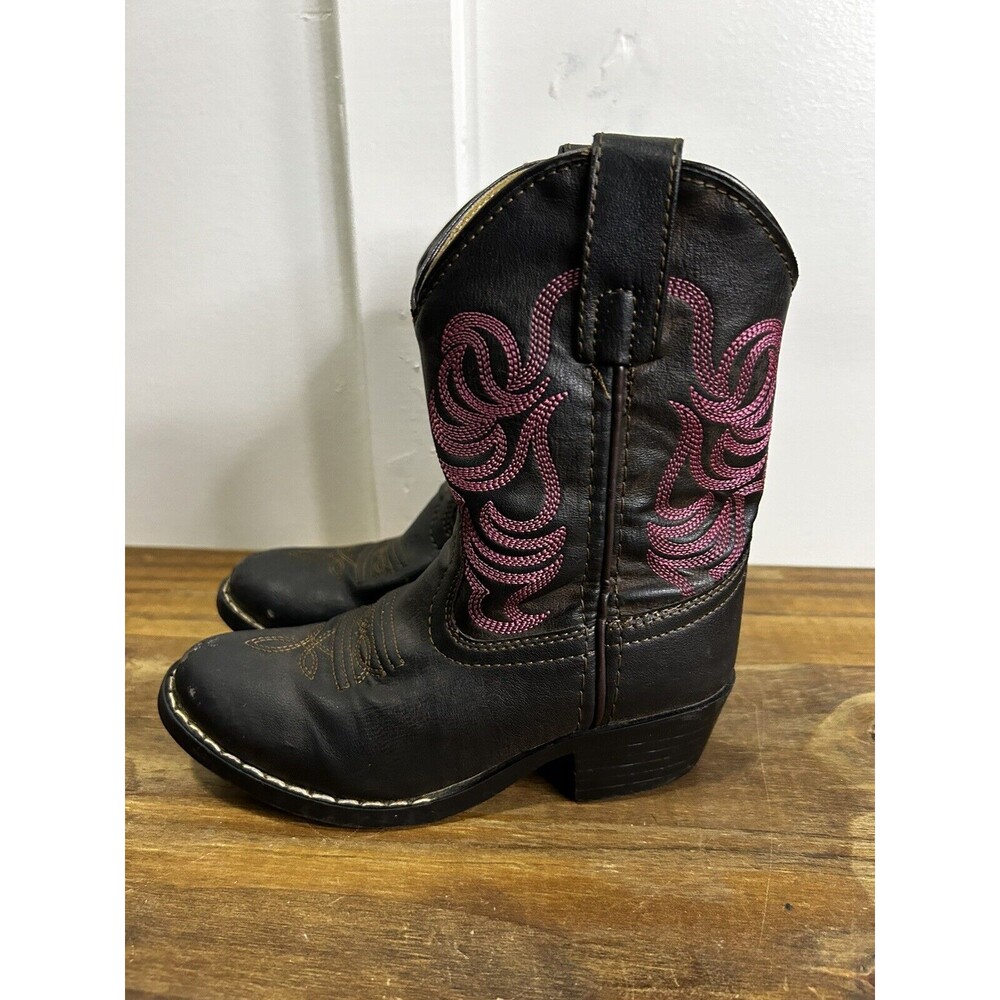 Kids Smoky Mountain Boots Black Pink Faux Leather Size 11.5
